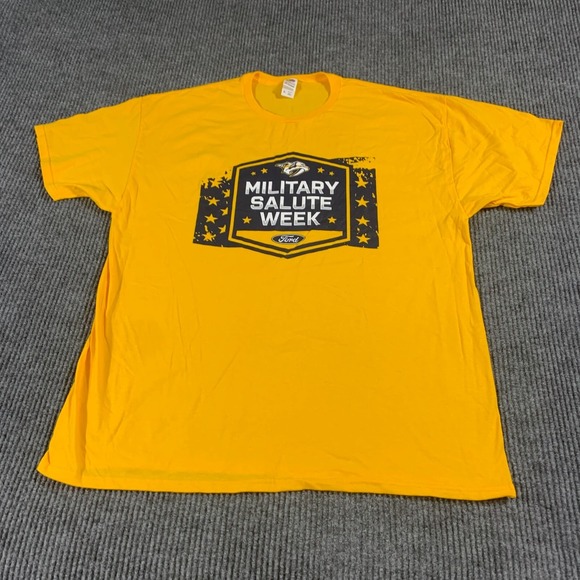 Nashville Predators  T Shirt Mens XL Yellow Military‎ Salute Week NHL Hockey USA - Picture 1 of 10